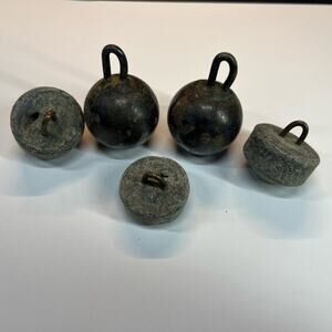 Large Vintage‎ Lead Fishing Weights Sinkers: Lot of 5 (T68)